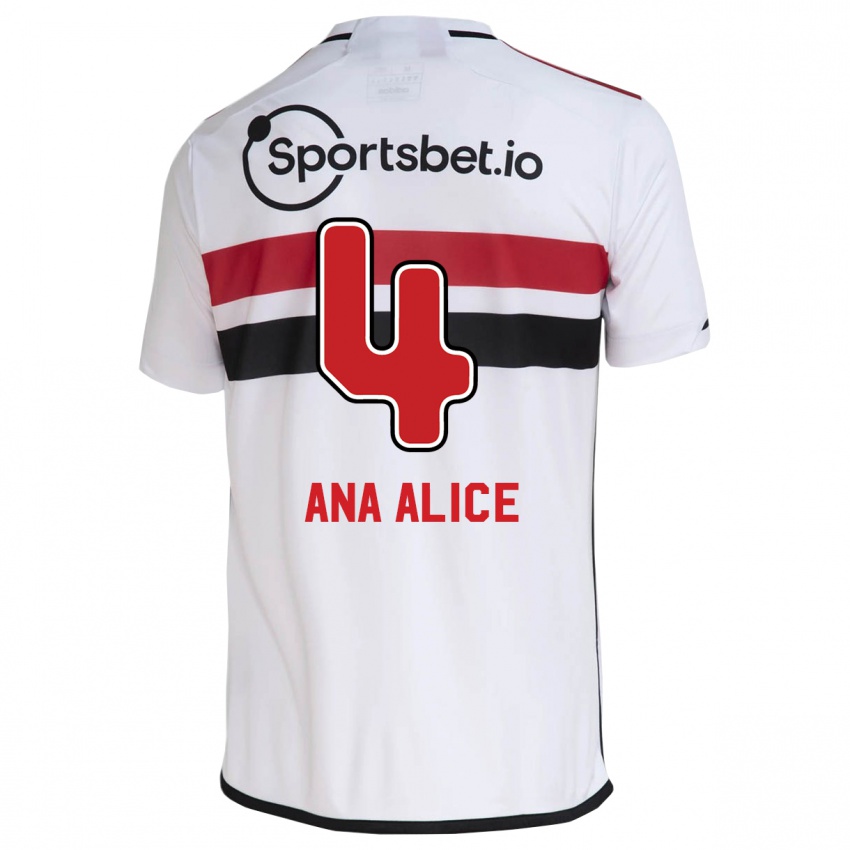 Mulher Camisola Ana Alice Luciano Da Silva #4 Branco Principal 2023/24 Camisa Brasil