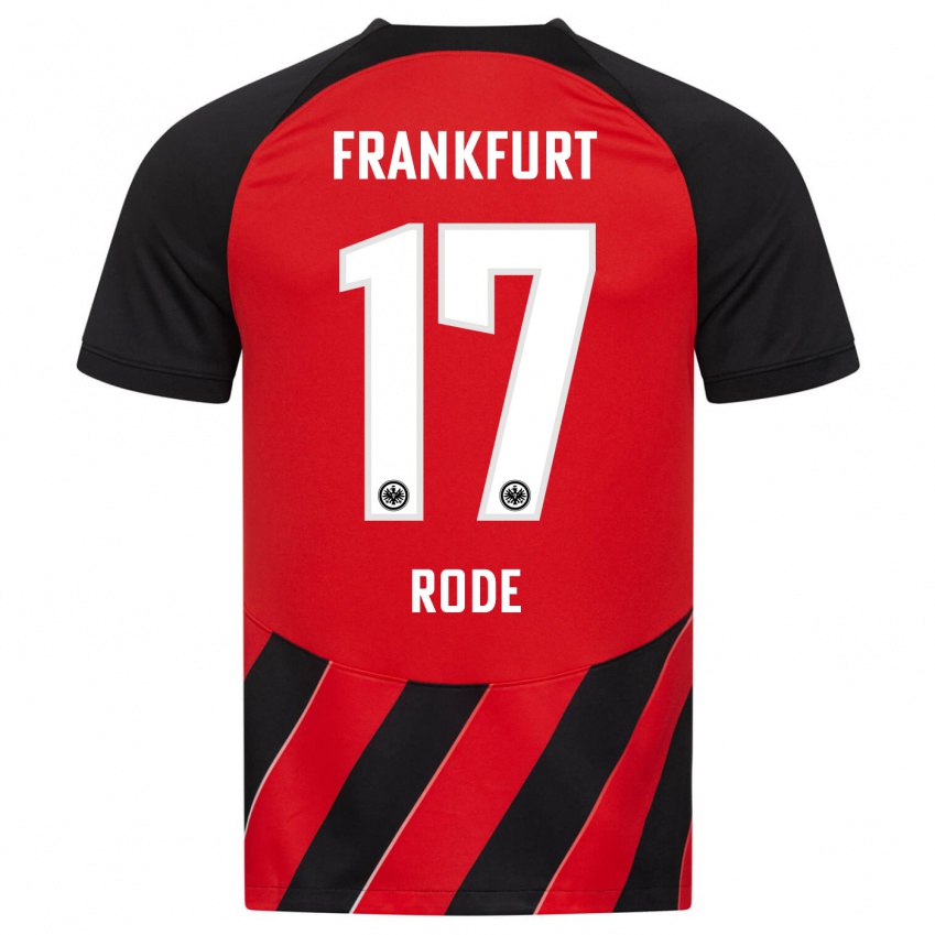 Mulher Camisola Sebastian Rode #17 Vermelho Preto Principal 2023/24 Camisa Brasil