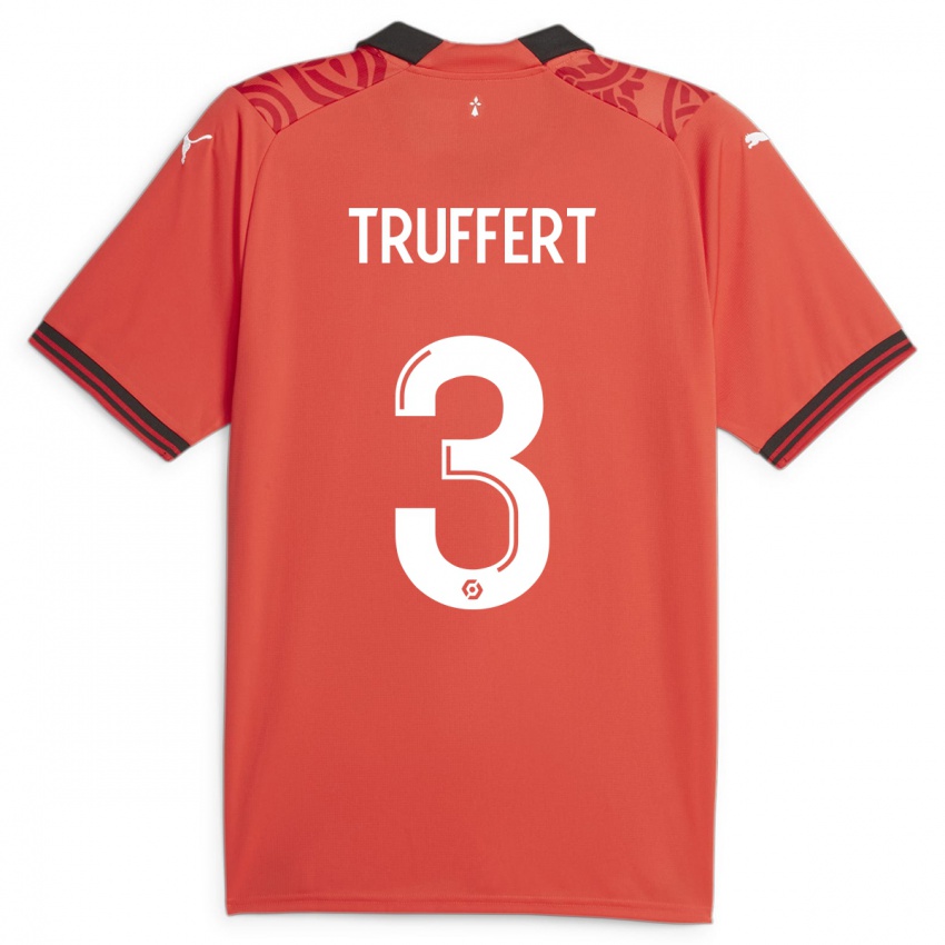 Mulher Camisola Adrien Truffert #3 Vermelho Principal 2023/24 Camisa Brasil