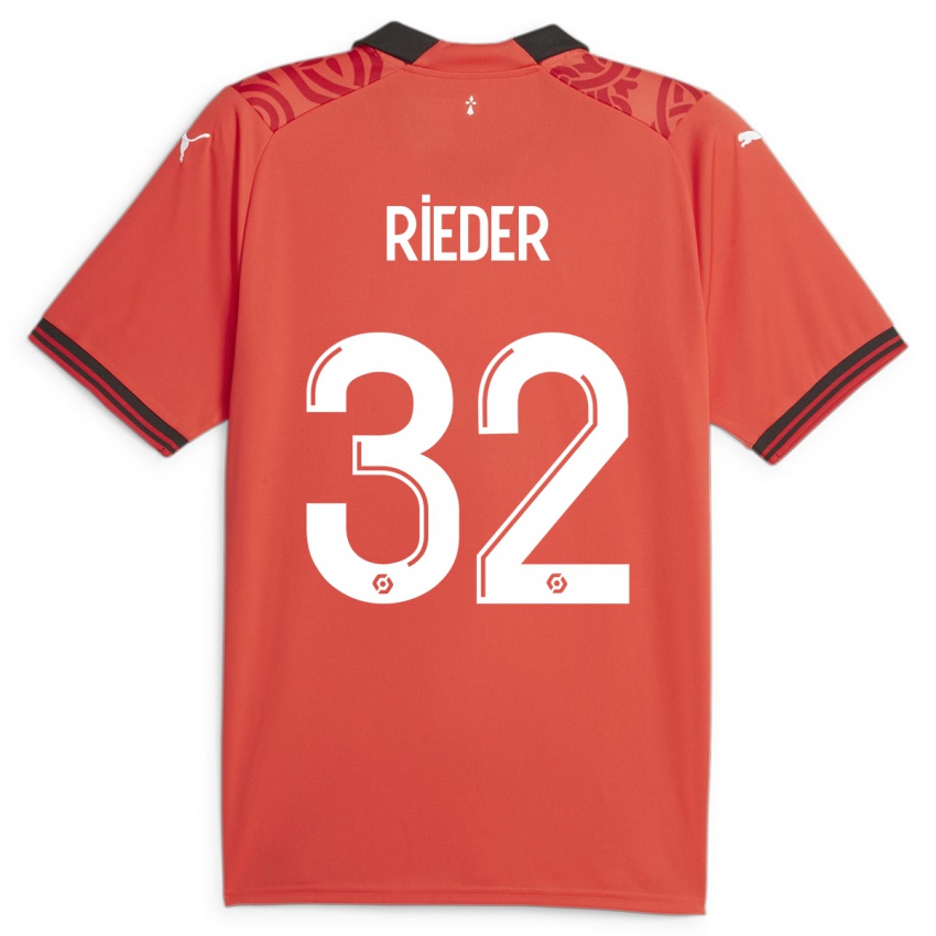Mulher Camisola Fabian Rieder #32 Vermelho Principal 2023/24 Camisa Brasil