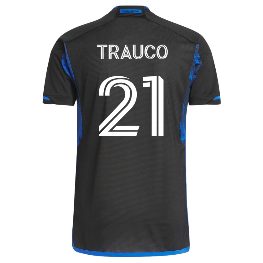 Mulher Camisola Miguel Trauco #21 Azul Preto Principal 2023/24 Camisa Brasil