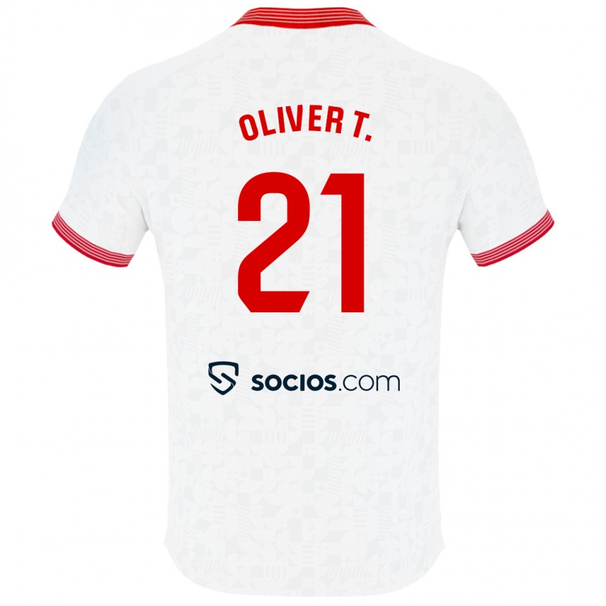 Mulher Camisola Oliver Torres #21 Branco Principal 2023/24 Camisa Brasil