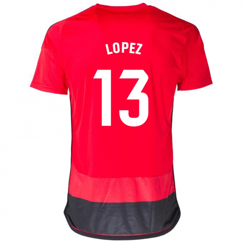 Mulher Camisola Luis López #13 Vermelho Preto Principal 2023/24 Camisa Brasil