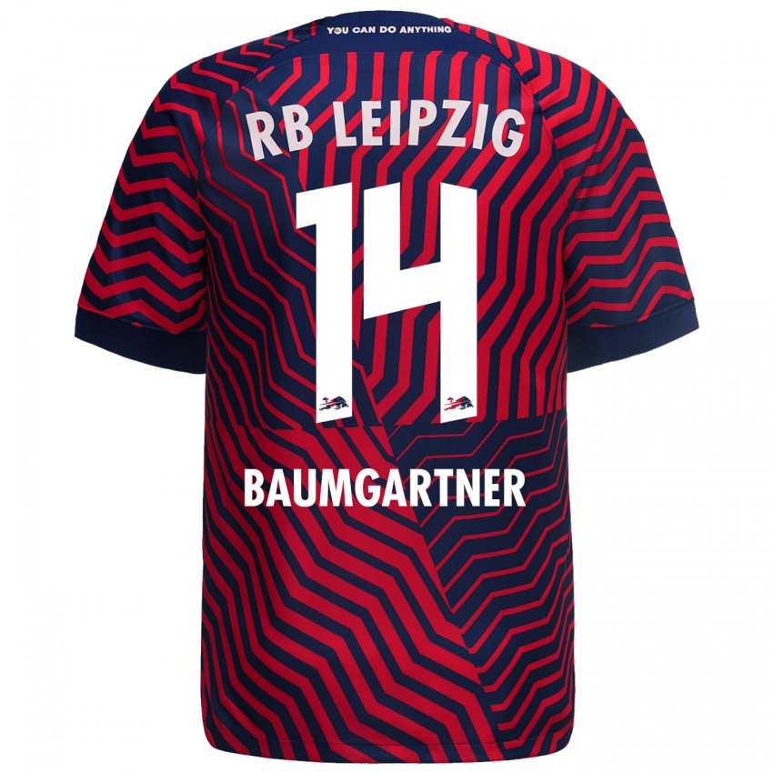 Mulher Camisola Christoph Baumgartner #14 Azul Vermelho Alternativa 2023/24 Camisa Brasil