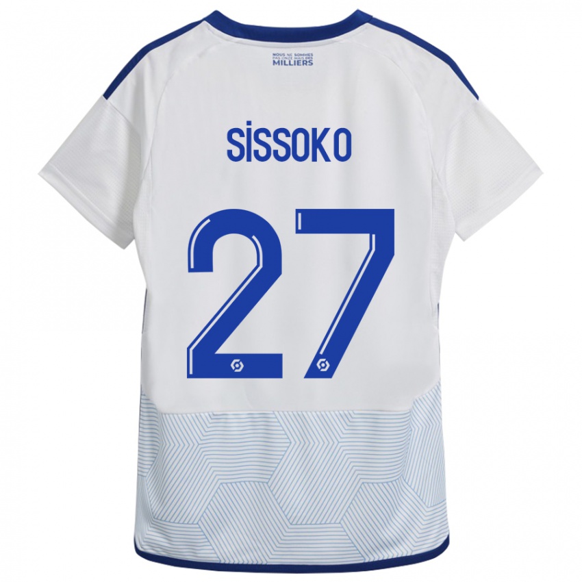 Mulher Camisola Ibrahima Sissoko #27 Branco Alternativa 2023/24 Camisa Brasil