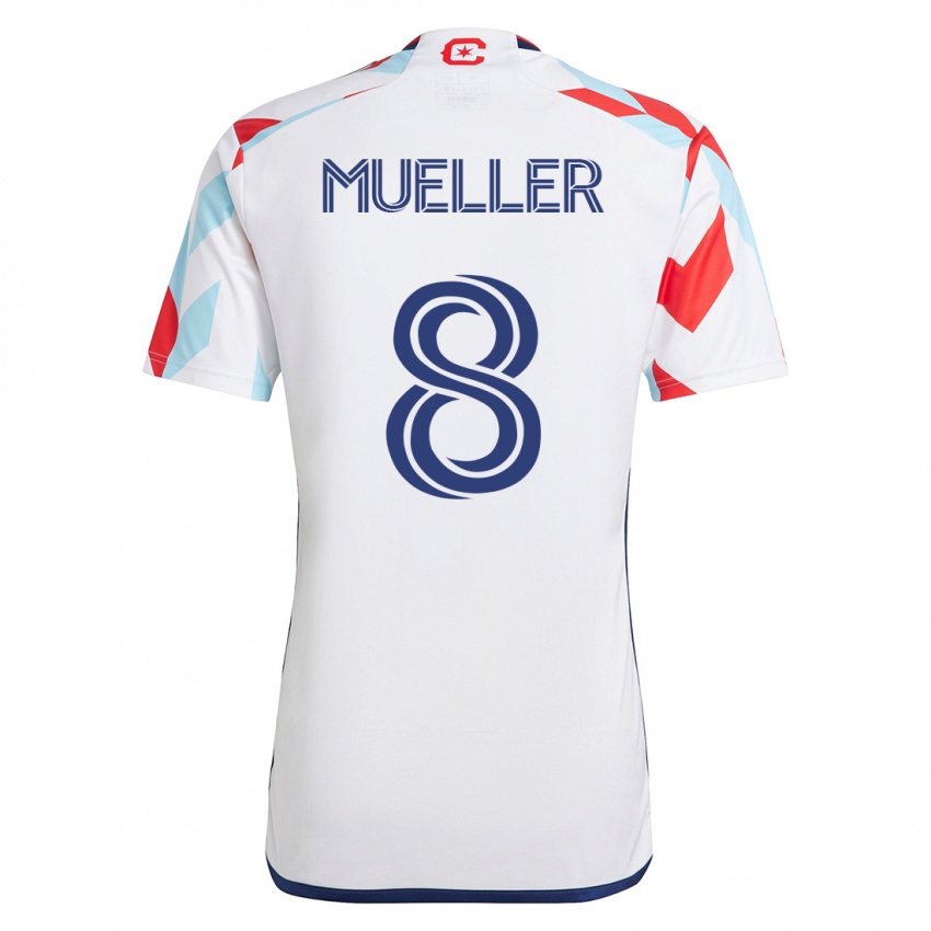 Mulher Camisola Chris Mueller #8 Branco Azul Alternativa 2023/24 Camisa Brasil