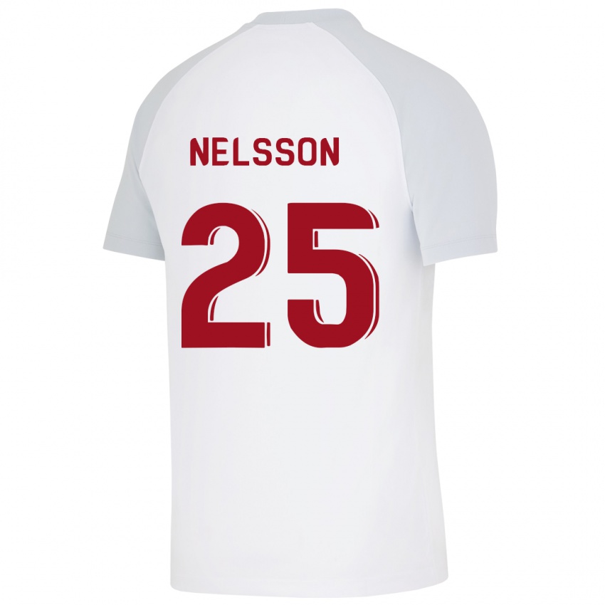 Mulher Camisola Victor Nelsson #25 Branco Alternativa 2023/24 Camisa Brasil