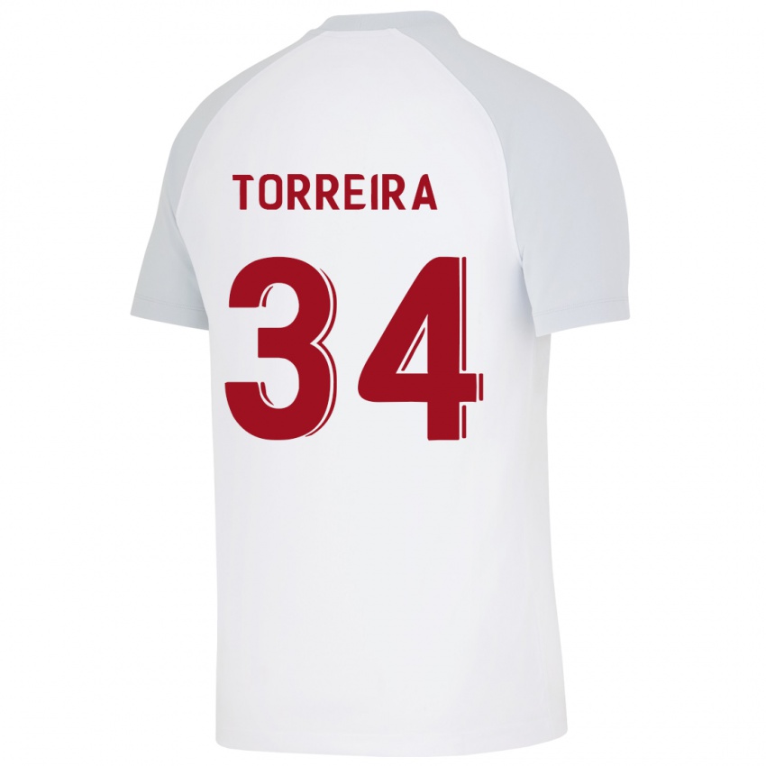 Mulher Camisola Lucas Torreira #34 Branco Alternativa 2023/24 Camisa Brasil