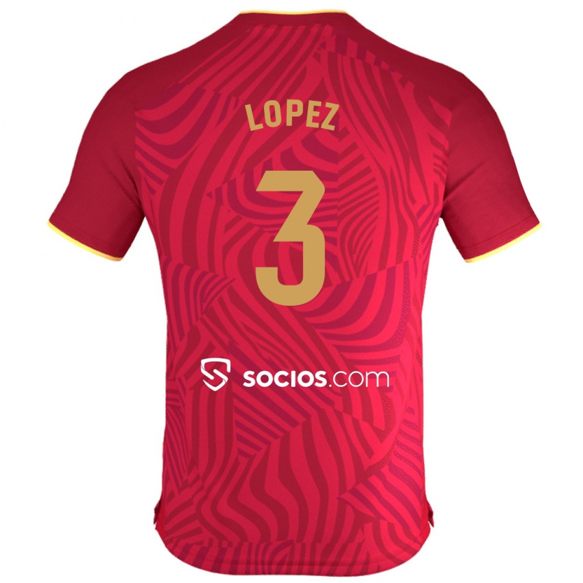 Mulher Camisola David López #3 Vermelho Alternativa 2023/24 Camisa Brasil