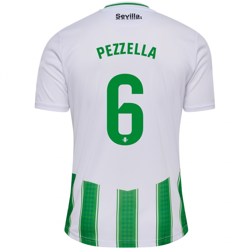 Criança Camisola Germán Pezzella #6 Branco Principal 2023/24 Camisa Brasil