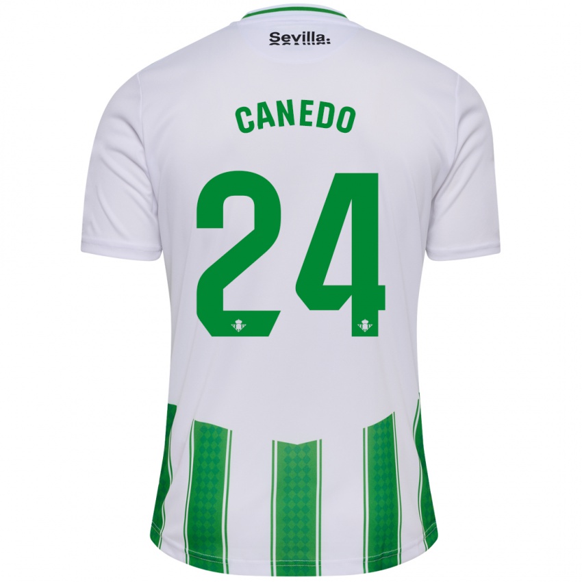 Criança Camisola Damián Canedo #24 Branco Principal 2023/24 Camisa Brasil