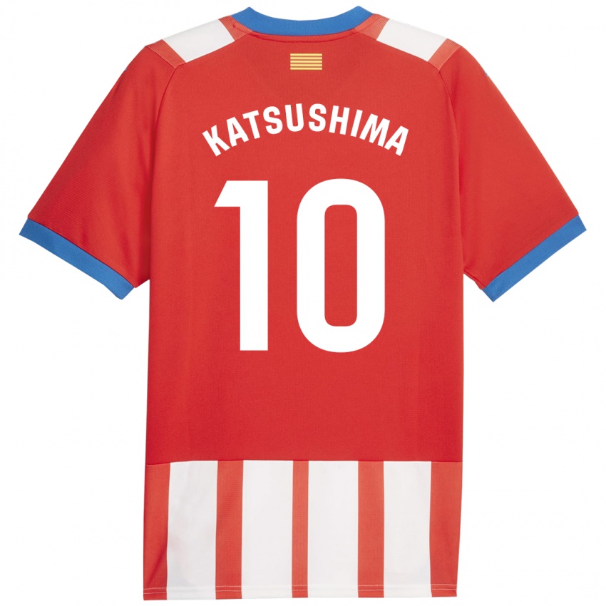 Criança Camisola Shinnosuke Katsushima #10 Vermelho Branco Principal 2023/24 Camisa Brasil