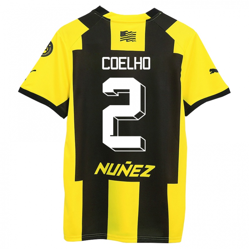 Criança Camisola Léo Coelho #2 Amarelo Preto Principal 2023/24 Camisa Brasil