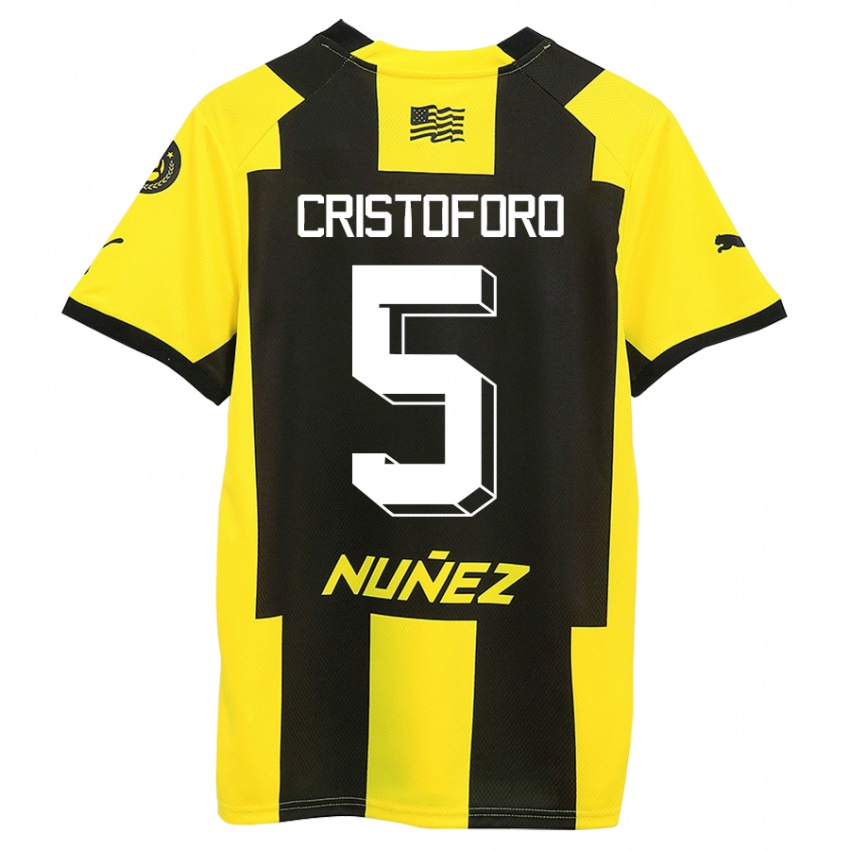 Criança Camisola Sebastián Cristóforo #5 Amarelo Preto Principal 2023/24 Camisa Brasil