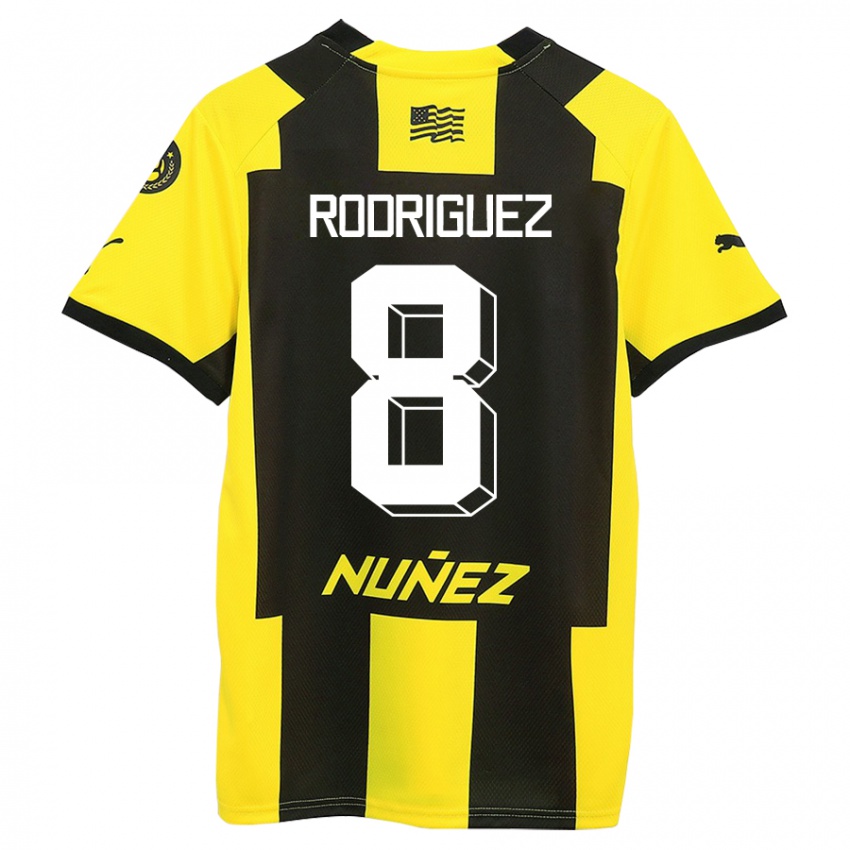 Criança Camisola Sebastián Rodríguez #8 Amarelo Preto Principal 2023/24 Camisa Brasil