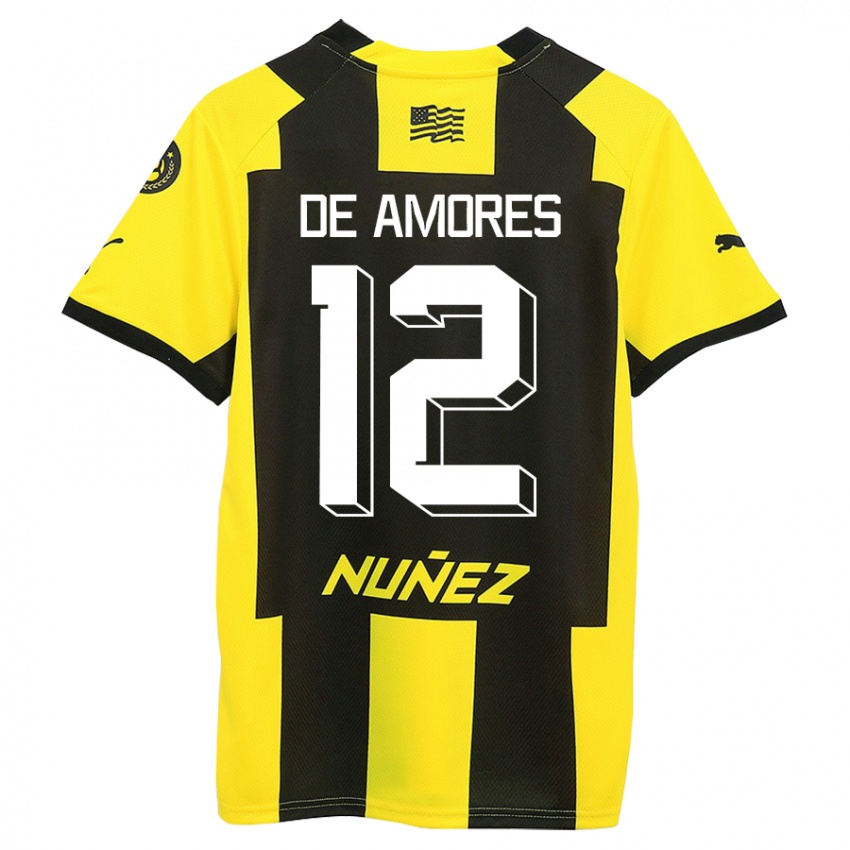 Criança Camisola Guillermo De Amores #12 Amarelo Preto Principal 2023/24 Camisa Brasil