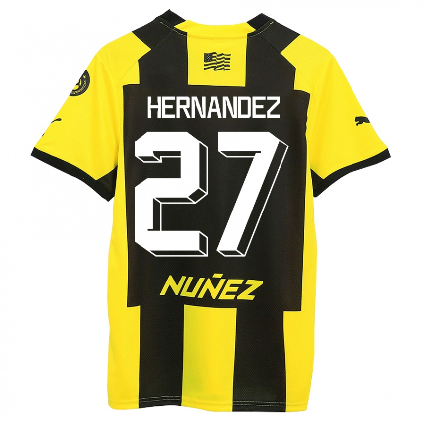 Criança Camisola Lucas Hernández #27 Amarelo Preto Principal 2023/24 Camisa Brasil