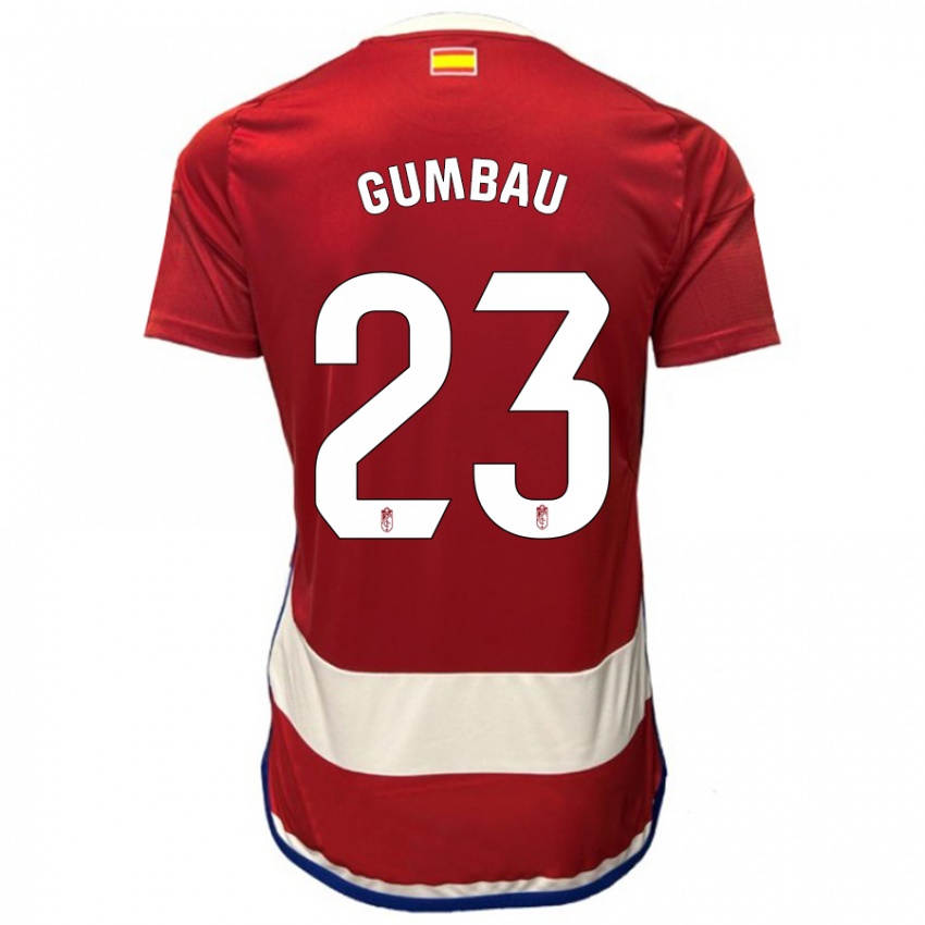 Criança Camisola Gerard Gumbau #23 Vermelho Principal 2023/24 Camisa Brasil