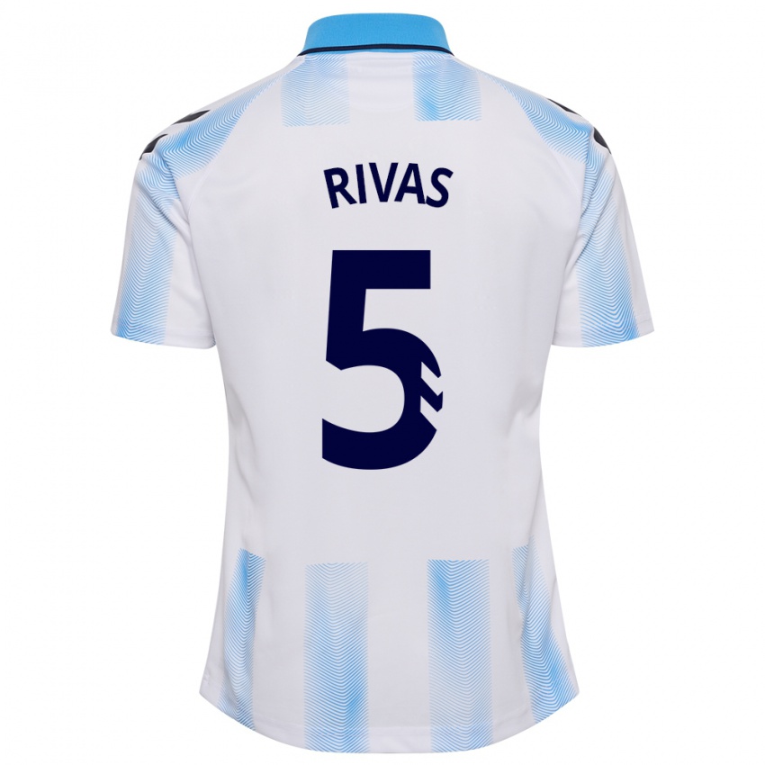 Criança Camisola Juande Rivas #5 Branco Azul Principal 2023/24 Camisa Brasil