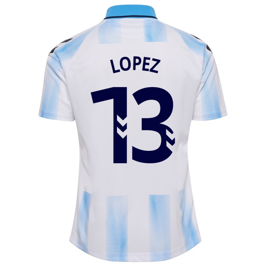 Criança Camisola Carlos López #13 Branco Azul Principal 2023/24 Camisa Brasil