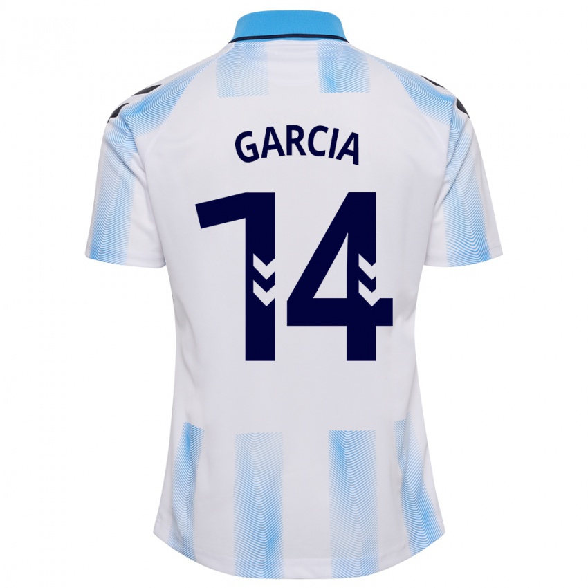 Criança Camisola Víctor García #14 Branco Azul Principal 2023/24 Camisa Brasil