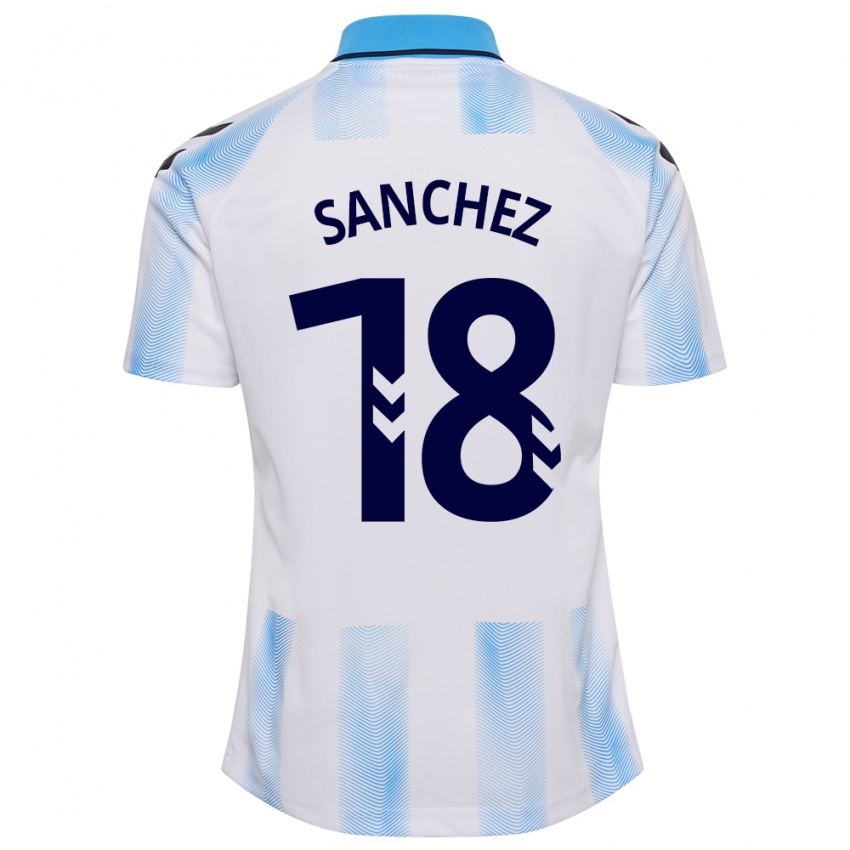 Criança Camisola Dani Sánchez #18 Branco Azul Principal 2023/24 Camisa Brasil