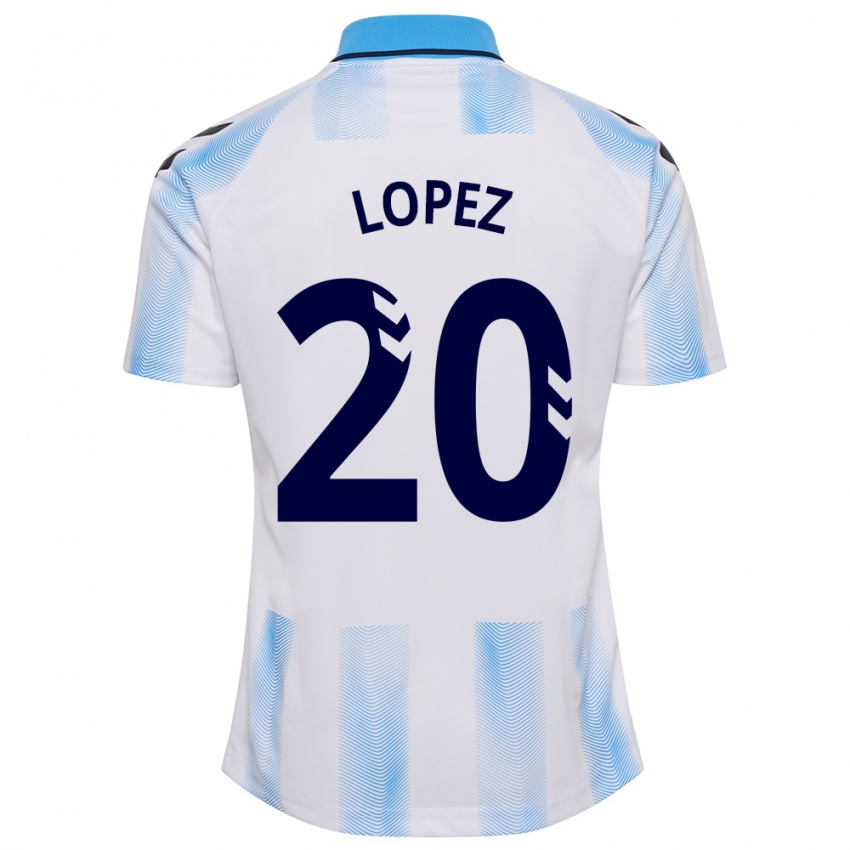 Criança Camisola Adri López #20 Branco Azul Principal 2023/24 Camisa Brasil