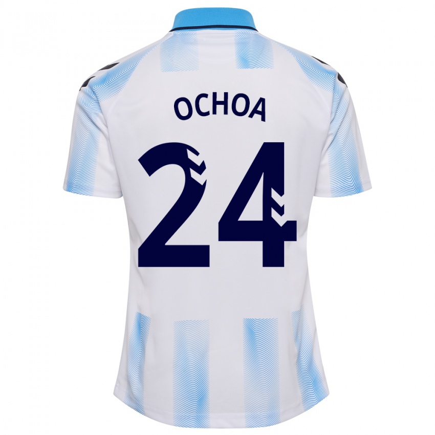 Criança Camisola Aarón Ochoa #24 Branco Azul Principal 2023/24 Camisa Brasil