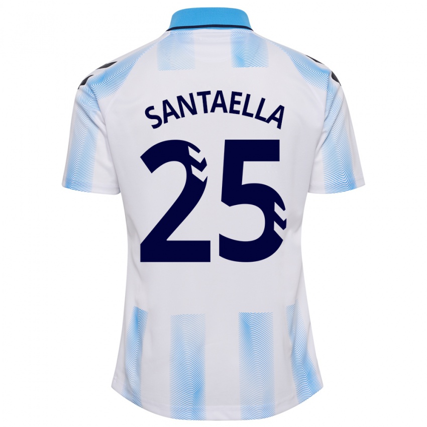 Criança Camisola Miguel Ángel Santaella #25 Branco Azul Principal 2023/24 Camisa Brasil