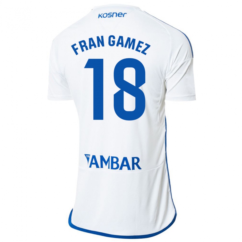 Criança Camisola Fran Gámez #18 Branco Principal 2023/24 Camisa Brasil