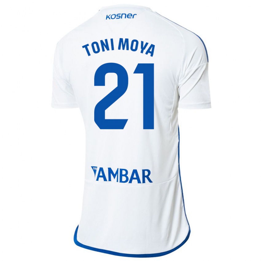 Criança Camisola Toni Moya #21 Branco Principal 2023/24 Camisa Brasil