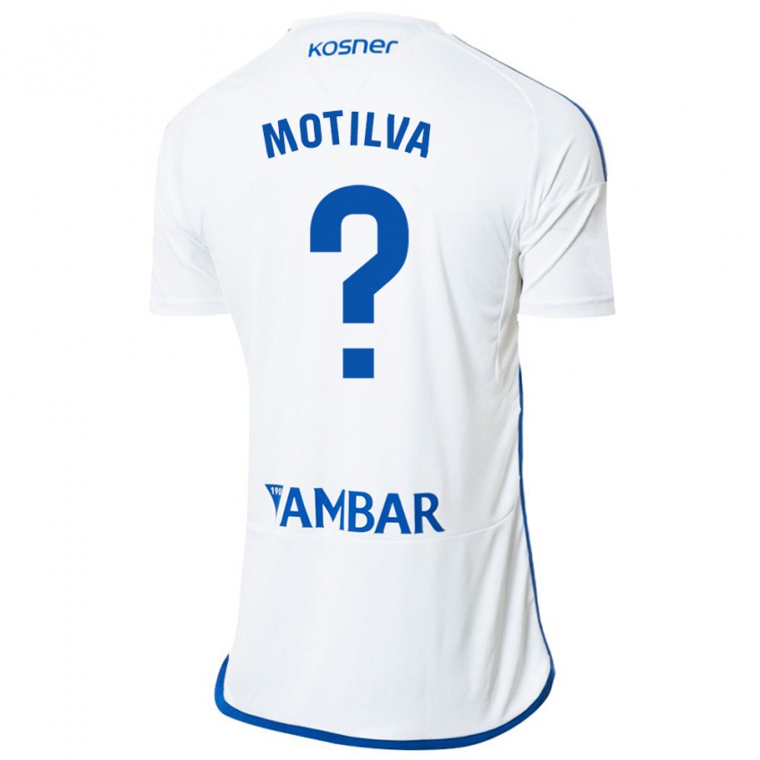 Criança Camisola Adrián Motilva #0 Branco Principal 2023/24 Camisa Brasil