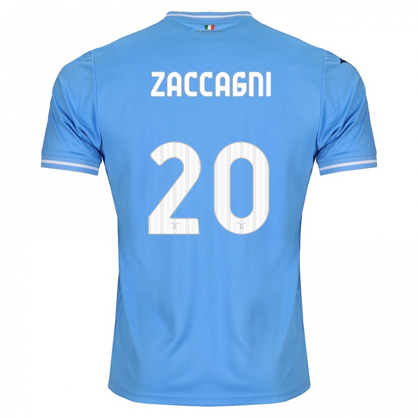 Criança Camisola Mattia Zaccagni #20 Azul Principal 2023/24 Camisa Brasil