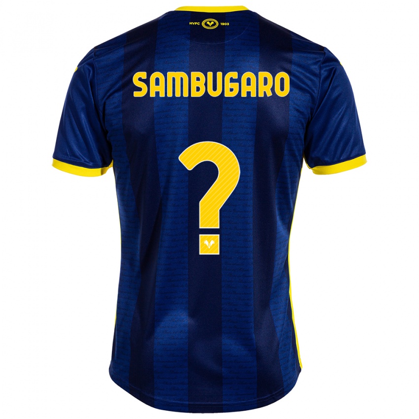 Criança Camisola Mattia Sambugaro #0 Marinha Principal 2023/24 Camisa Brasil