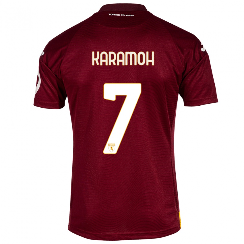 Criança Camisola Yann Karamoh #7 Vermelho Escuro Principal 2023/24 Camisa Brasil