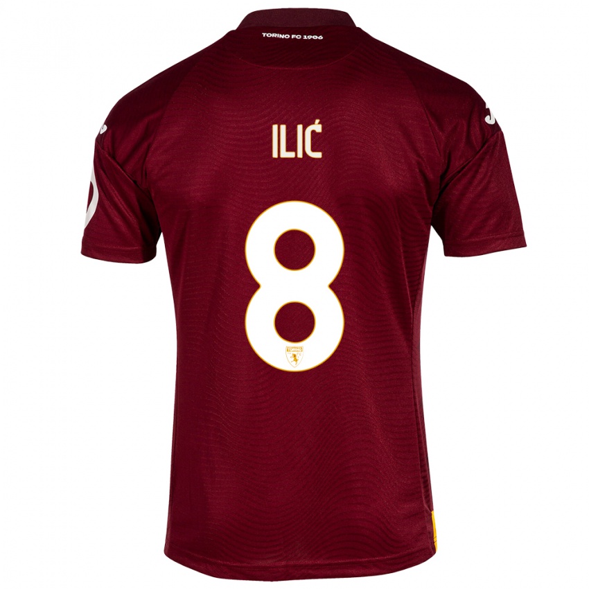 Criança Camisola Ivan Ilić #8 Vermelho Escuro Principal 2023/24 Camisa Brasil