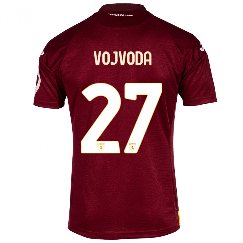 Criança Camisola Mërgim Vojvoda #27 Vermelho Escuro Principal 2023/24 Camisa Brasil