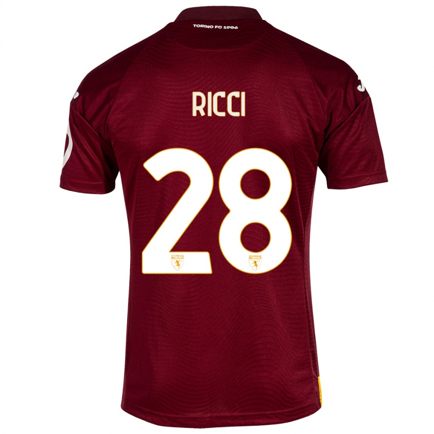 Criança Camisola Samuele Ricci #28 Vermelho Escuro Principal 2023/24 Camisa Brasil