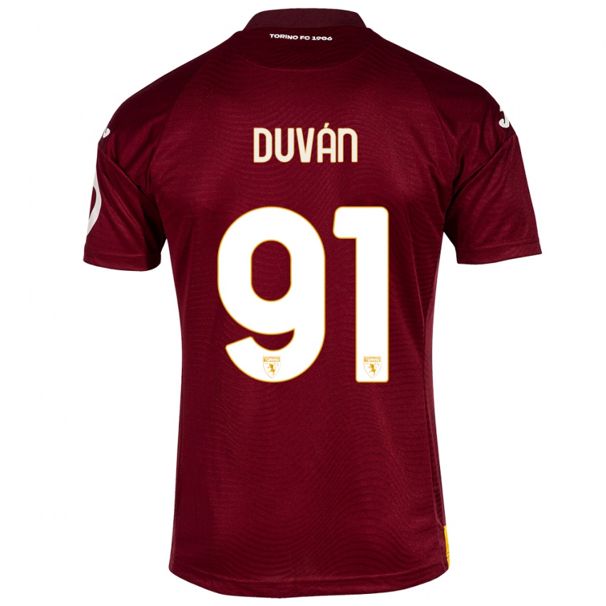 Criança Camisola Duván Zapata #91 Vermelho Escuro Principal 2023/24 Camisa Brasil