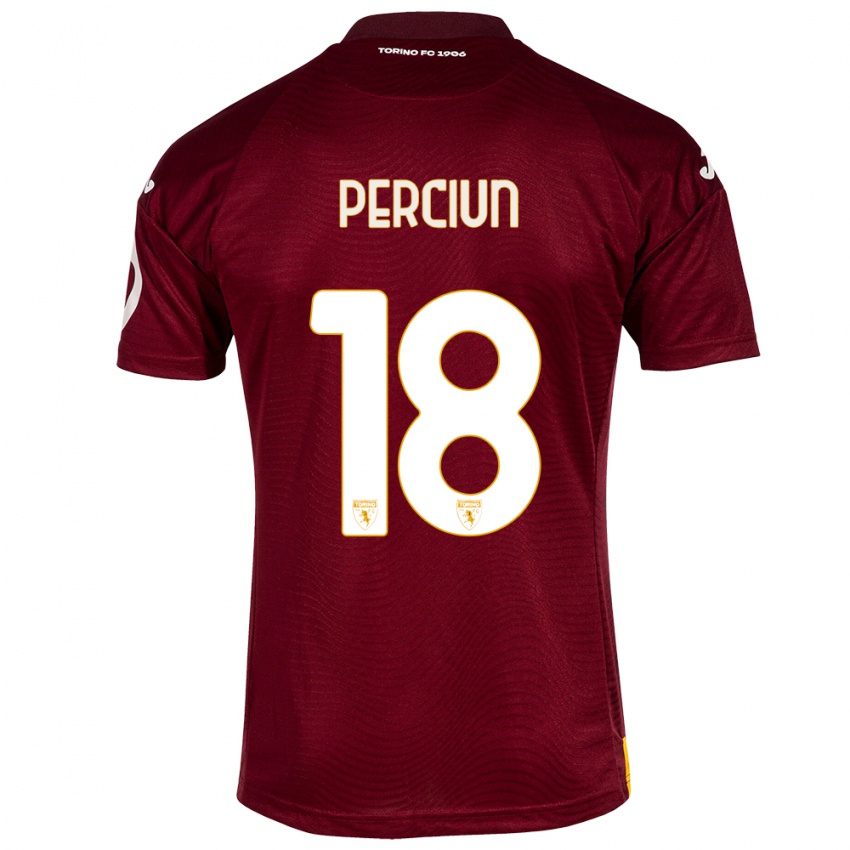 Criança Camisola Sergiu Perciun #18 Vermelho Escuro Principal 2023/24 Camisa Brasil