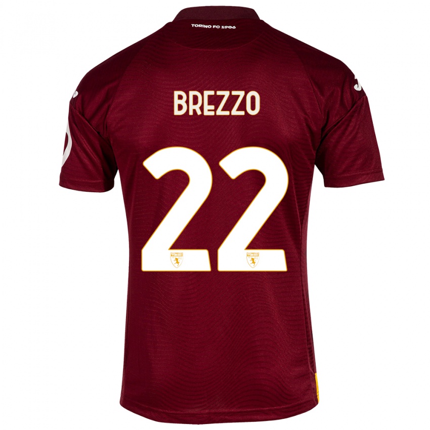 Criança Camisola Matteo Brezzo #22 Vermelho Escuro Principal 2023/24 Camisa Brasil