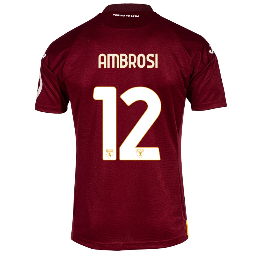 Criança Camisola Martina Ambrosi #12 Vermelho Escuro Principal 2023/24 Camisa Brasil