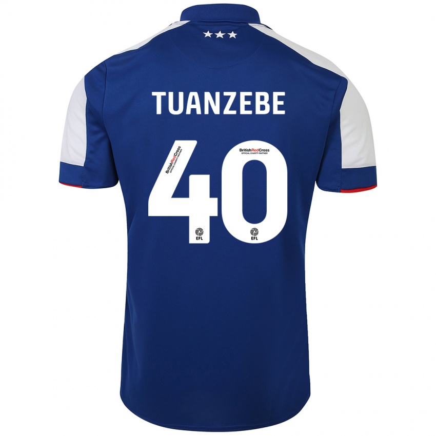 Criança Camisola Axel Tuanzebe #40 Azul Principal 2023/24 Camisa Brasil