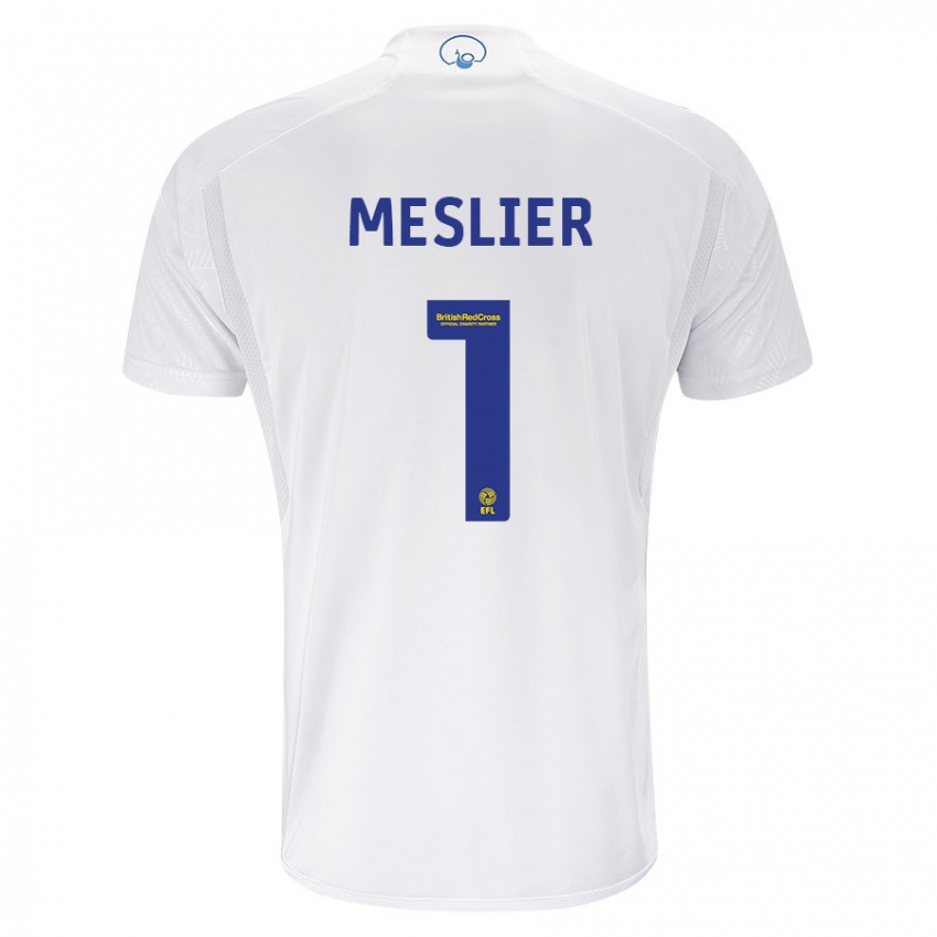 Criança Camisola Illan Meslier #1 Branco Principal 2023/24 Camisa Brasil