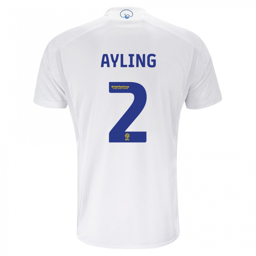 Criança Camisola Luke Ayling #2 Branco Principal 2023/24 Camisa Brasil