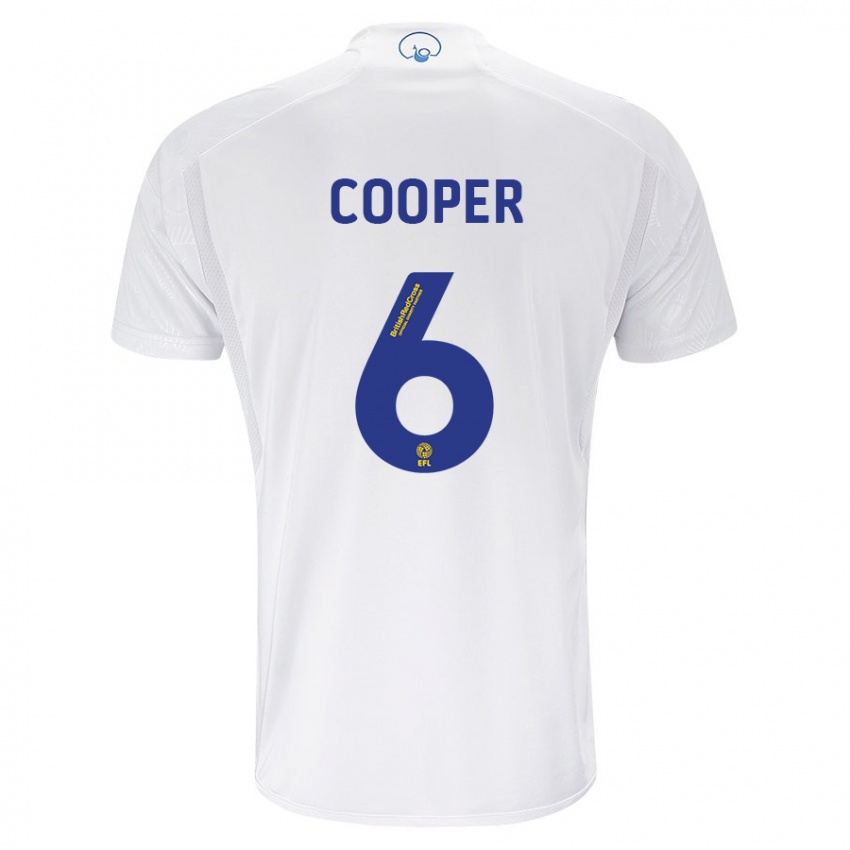 Criança Camisola Liam Cooper #6 Branco Principal 2023/24 Camisa Brasil