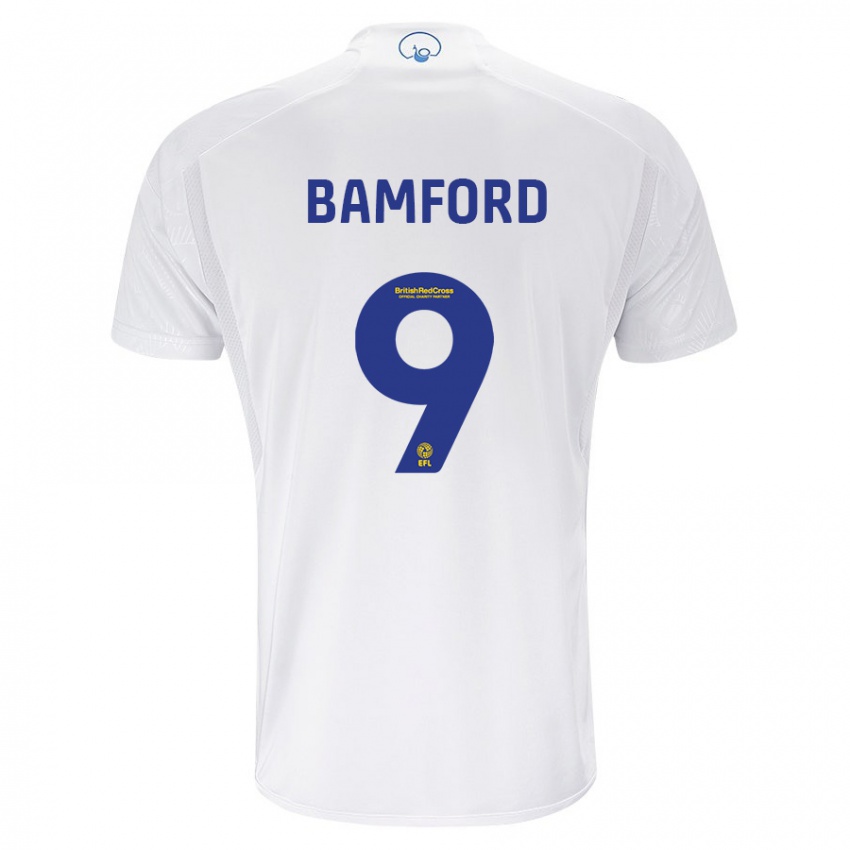 Criança Camisola Patrick Bamford #9 Branco Principal 2023/24 Camisa Brasil