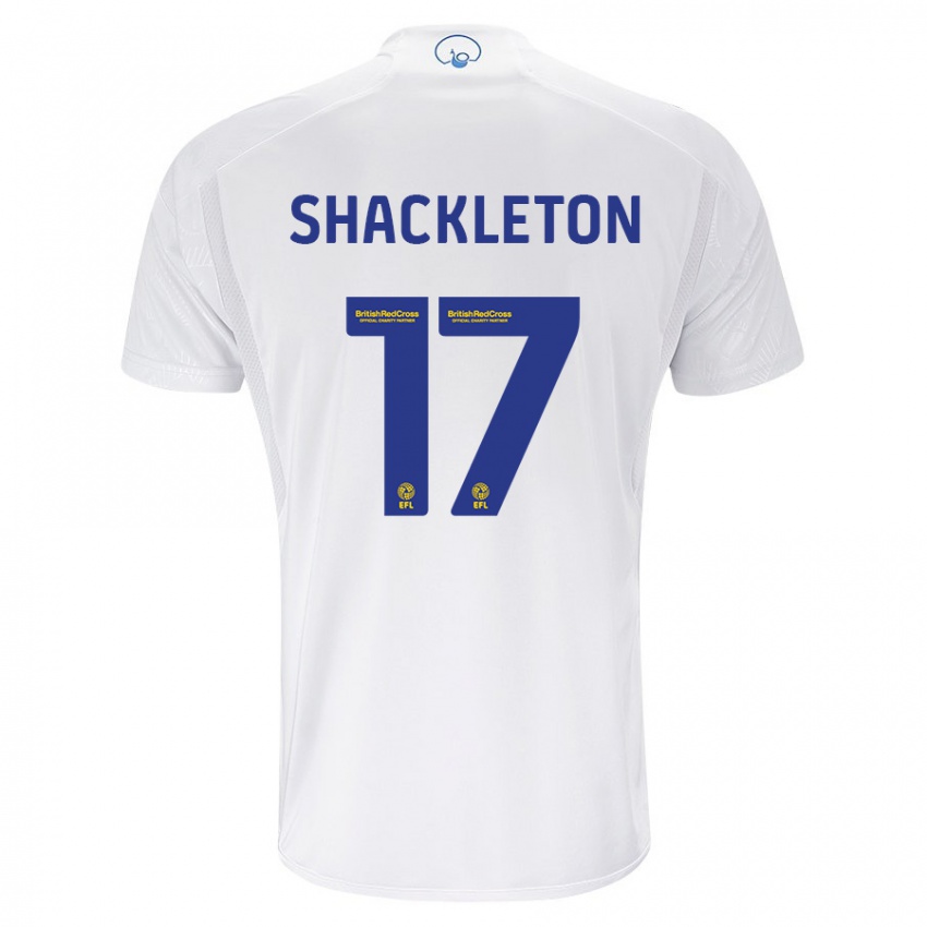 Criança Camisola Jamie Shackleton #17 Branco Principal 2023/24 Camisa Brasil