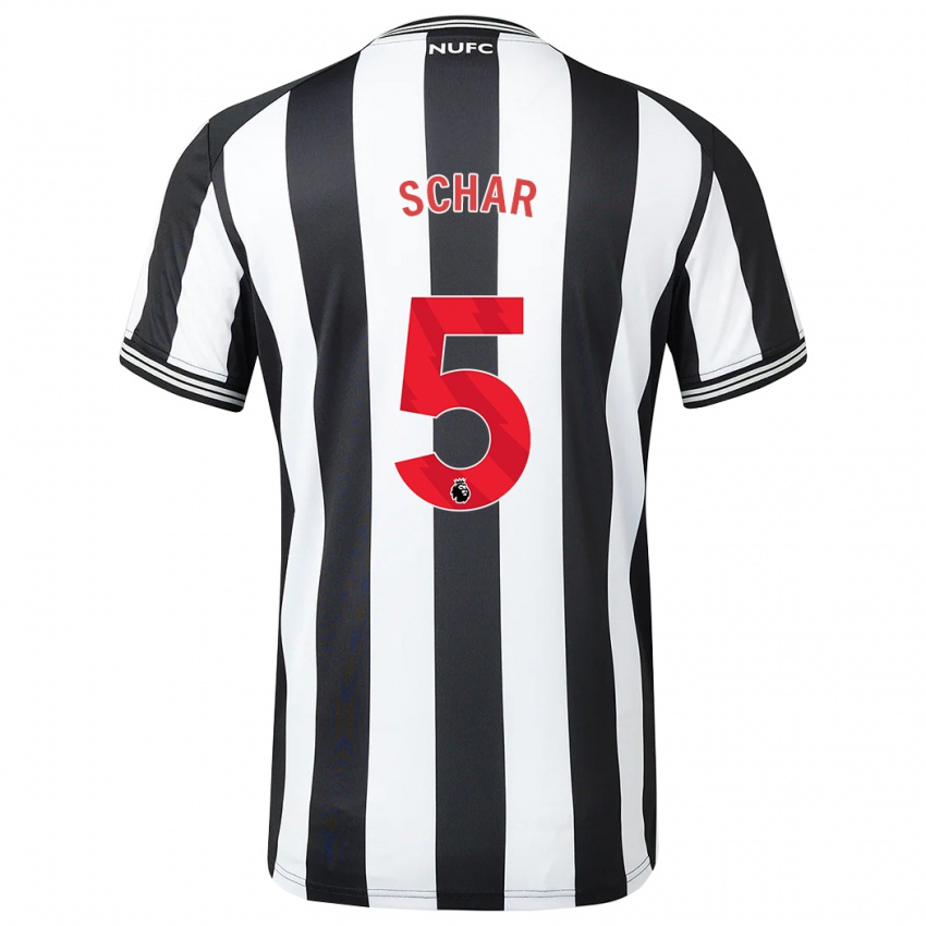 Criança Camisola Fabian Schär #5 Preto Branco Principal 2023/24 Camisa Brasil