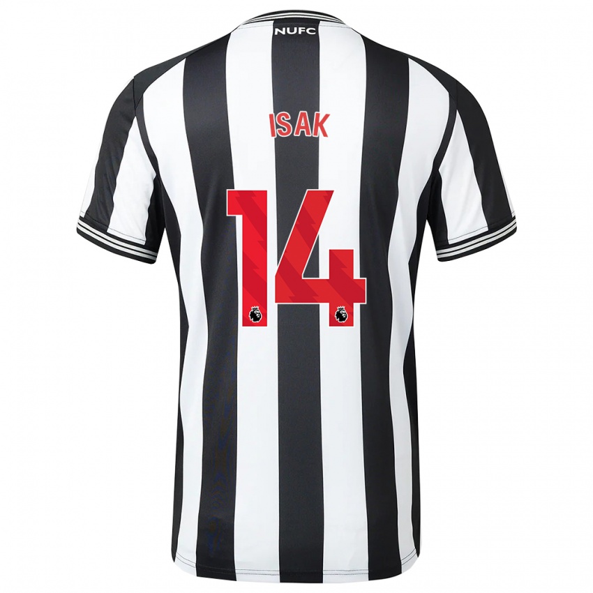 Criança Camisola Alexander Isak #14 Preto Branco Principal 2023/24 Camisa Brasil